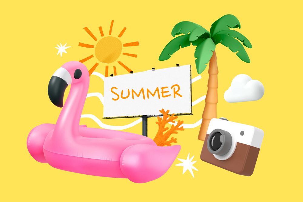 Summer fun, editable word 3D remix