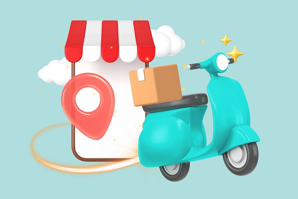 Delivery service, editable shopping 3d remix