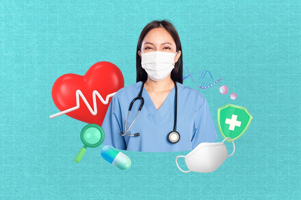 Medical nurse, editable 3d remix design