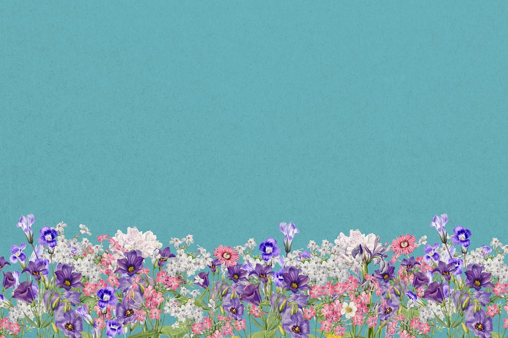 Aesthetic purple wildflower background, botanical border, editable design