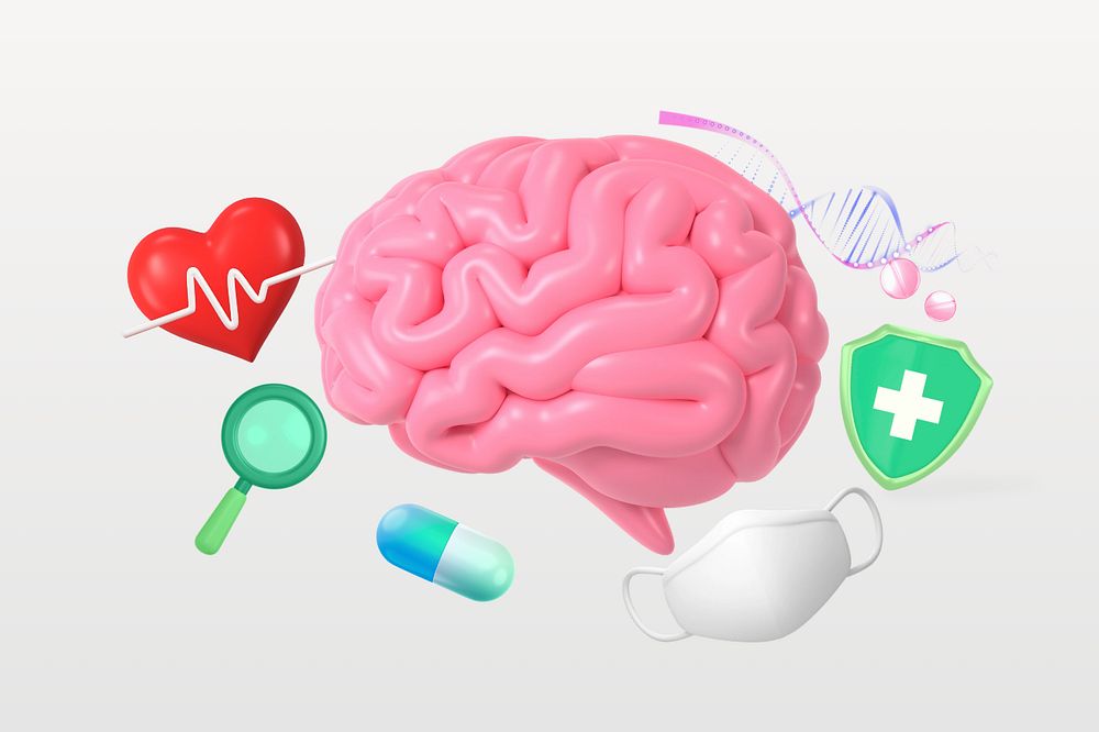 Brain health, editable 3d remix design