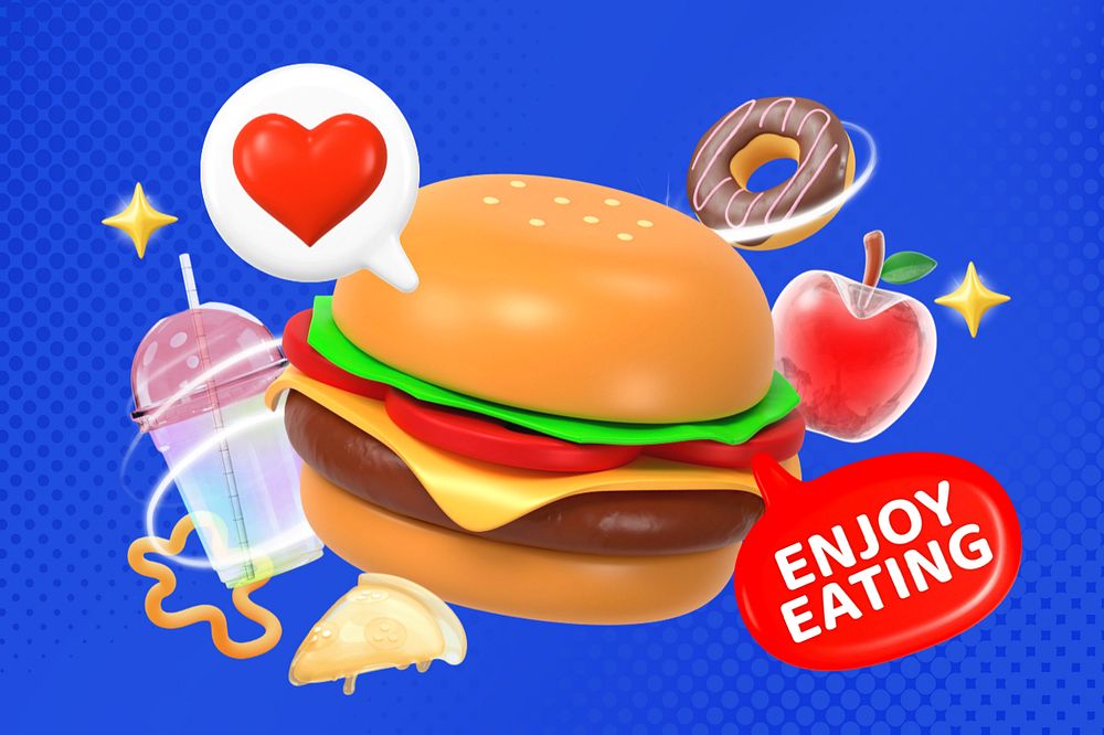 Enjoy eating collage remix, editable design