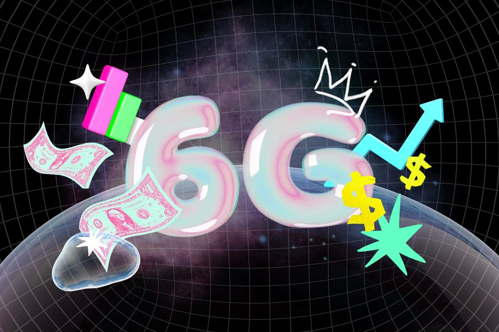 6G technology, editable collage remix