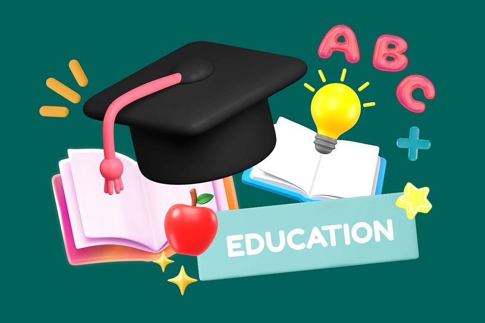 Education, editable word, 3D remix