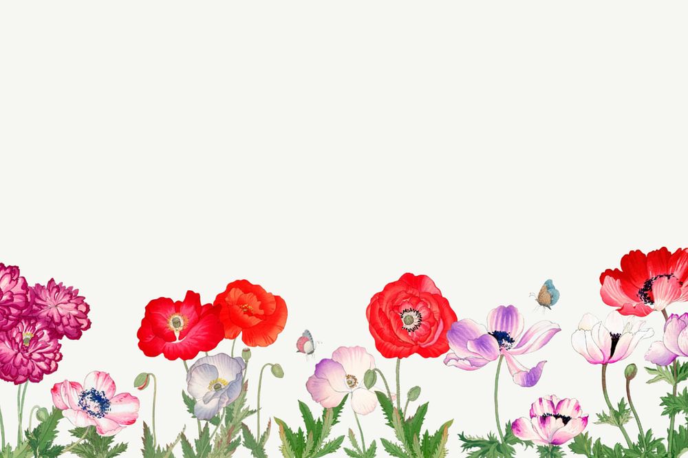 Floral illustration border background.  Remixed by rawpixel.