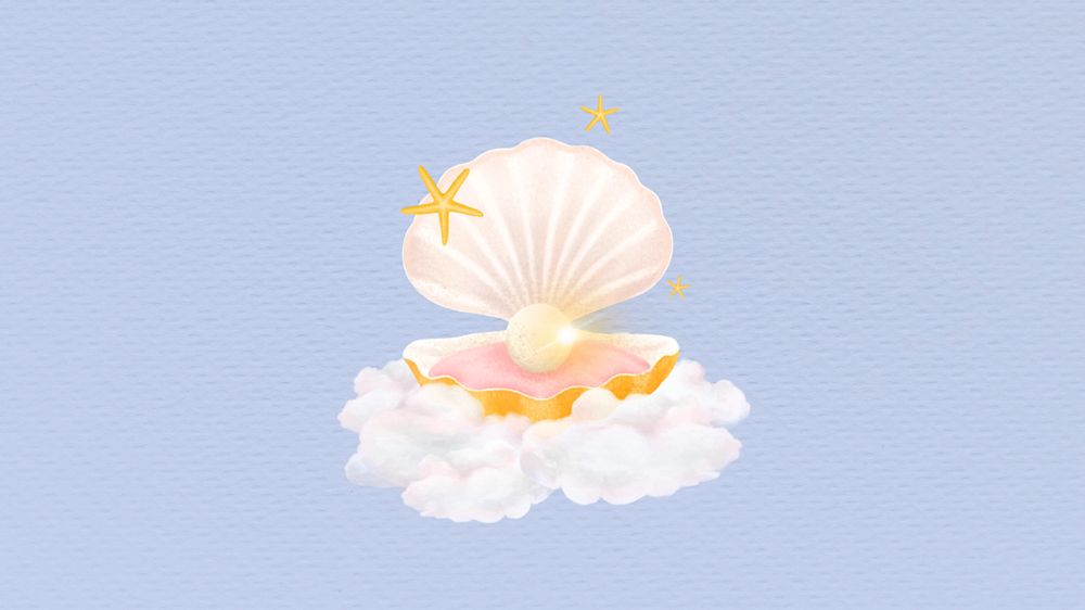 Aesthetic pearl shell desktop wallpaper, customizable illustration background 