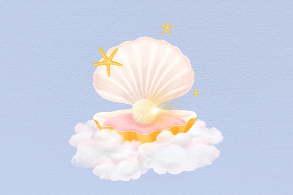 Aesthetic pearl shell background, customizable illustration remix