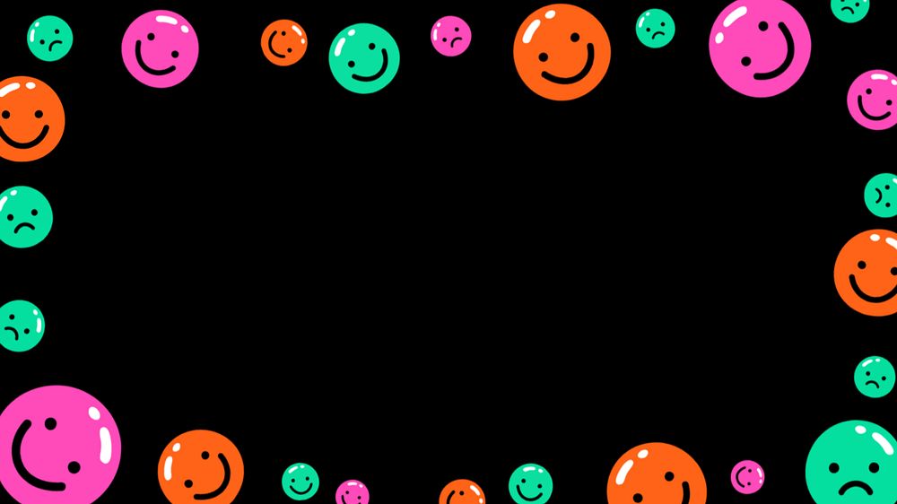 Funky emoticons frame desktop wallpaper, editable colorful design