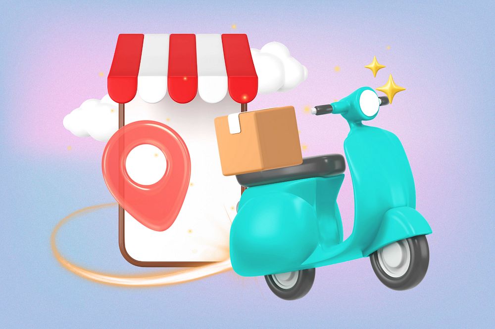 Delivery service, editable shopping 3d remix