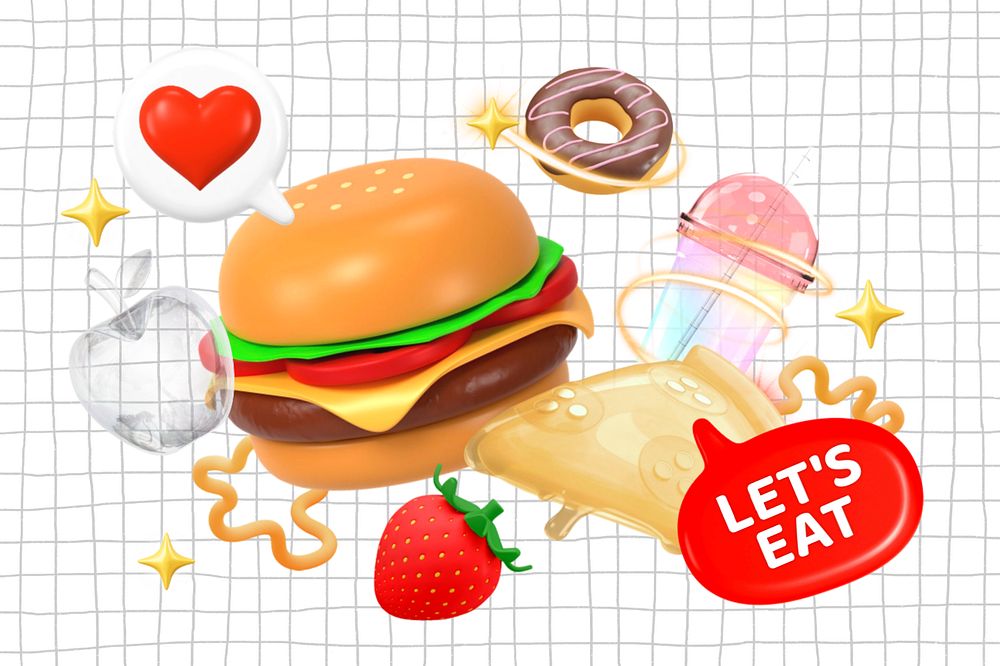 Let's eat collage remix, editable design