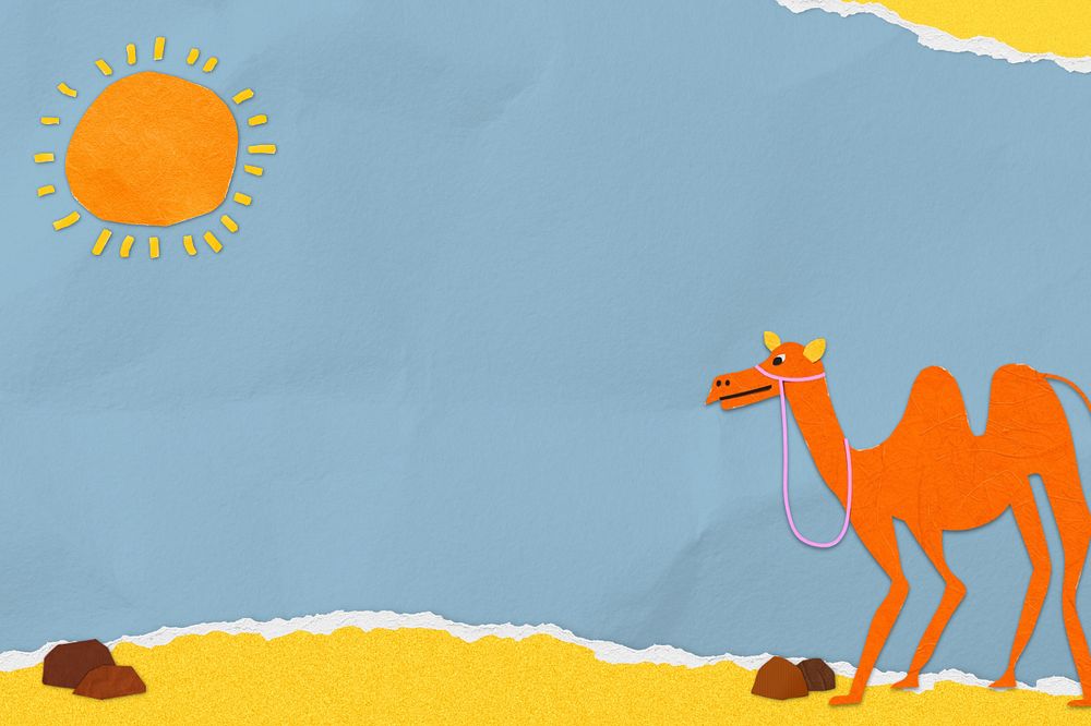 Camel paper craft background, editable collage remix