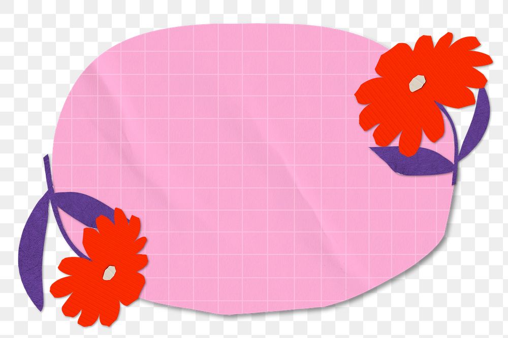 Pink paper flower badge PNG sticker, editable collage remix