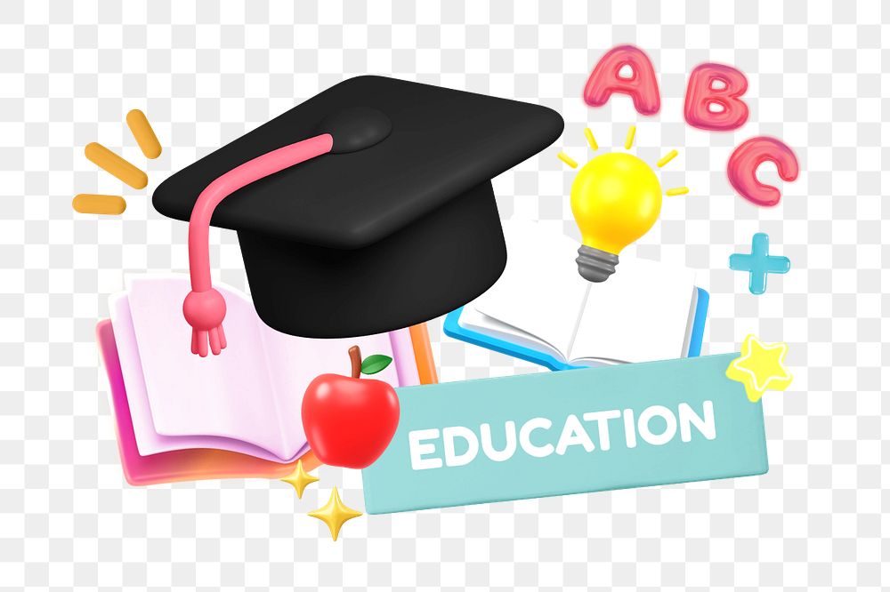 Education, editable word, 3D remix