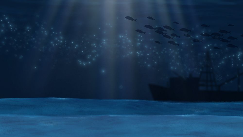 Deep blue ocean desktop wallpaper, customizable illustration background 