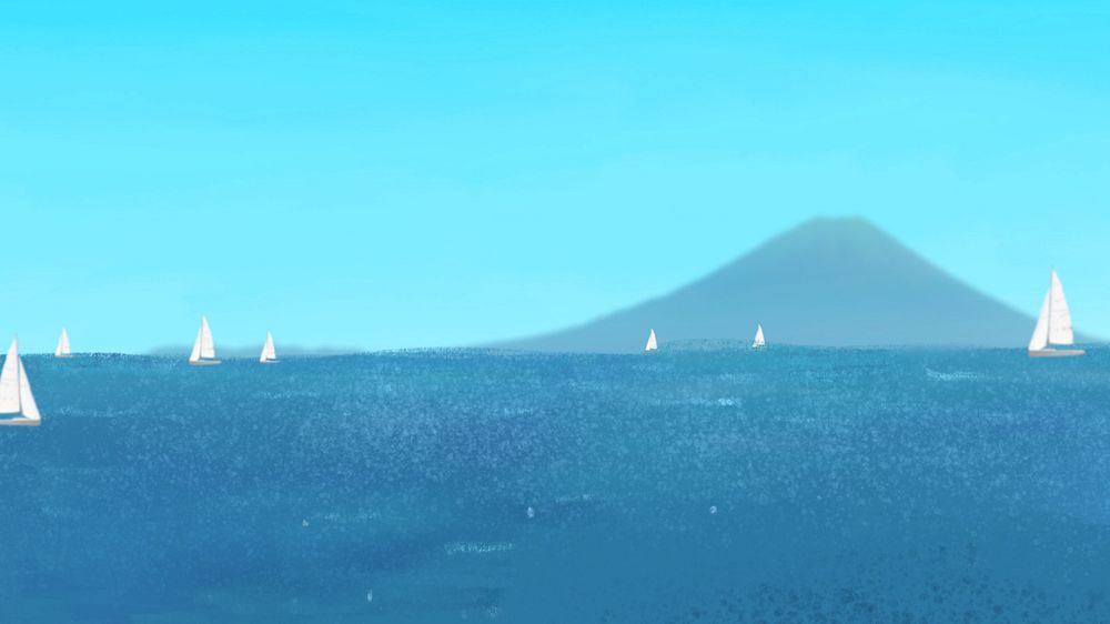 Sailboats at sea desktop wallpaper, customizable illustration background 