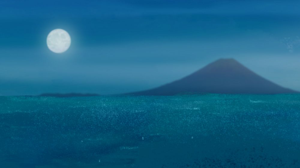 Night at sea desktop wallpaper, customizable illustration background 