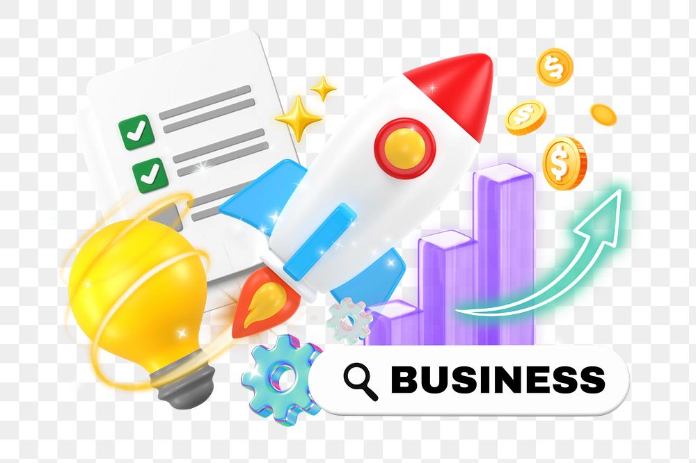 Startup business, 3D remix with editable text