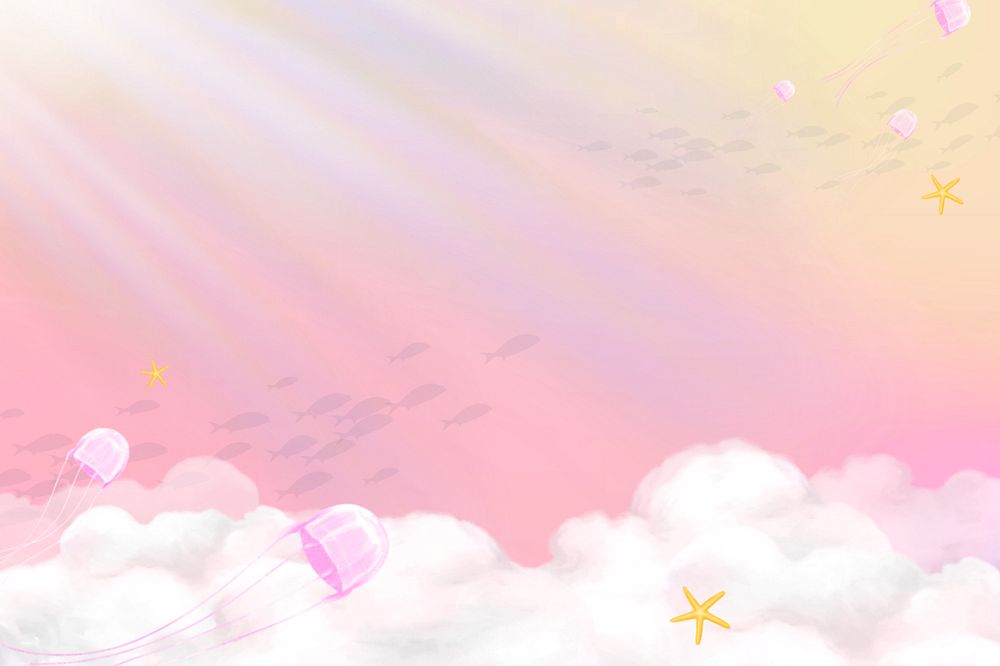 Aesthetic fantasy sky background, editable illustration border