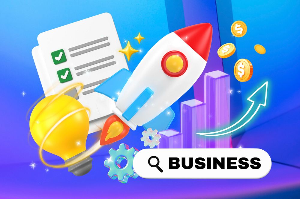 Startup business, 3D remix with editable text