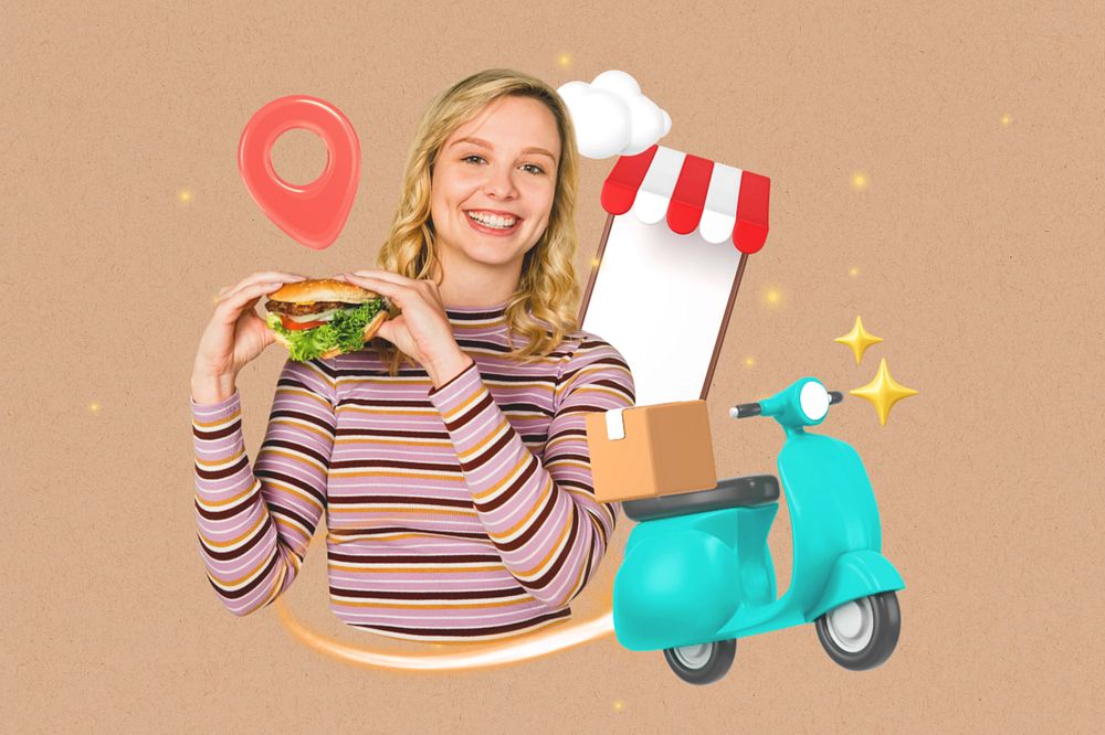 Food delivery, editable shopping 3d remix