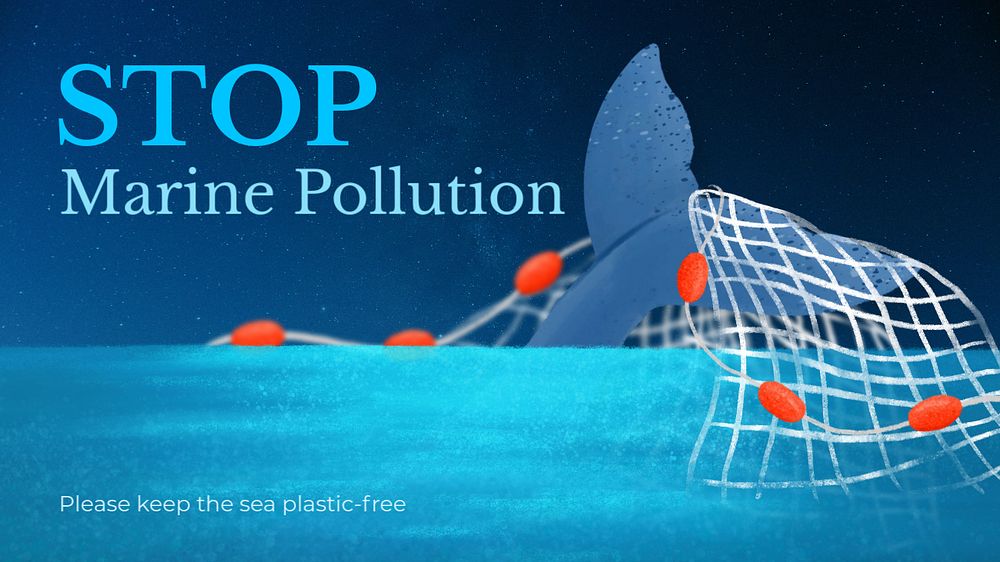 Marine pollution blog banner template, editable aesthetic paint remix 