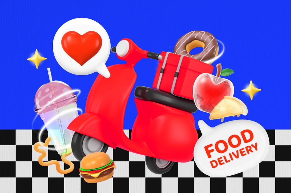 Food delivery collage remix, editable design