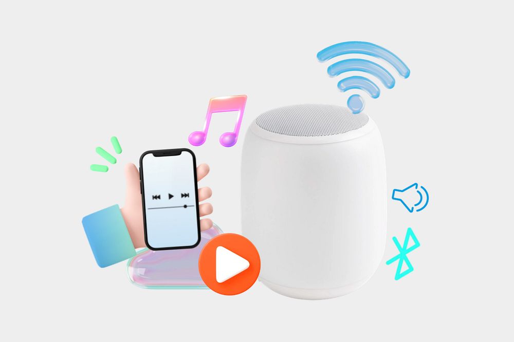 Smart speaker collage remix, editable design