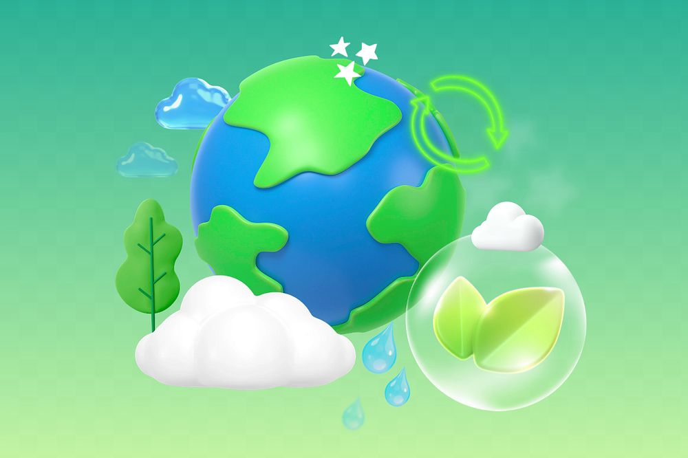 World environment day 3D remix, editable sustainability design