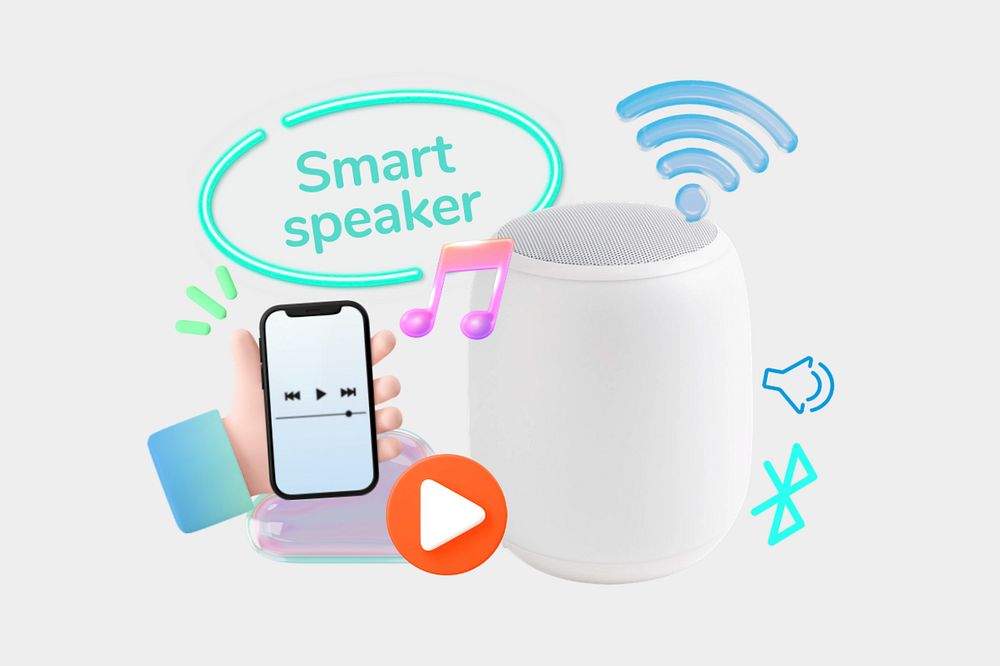 Smart speaker collage remix, editable design