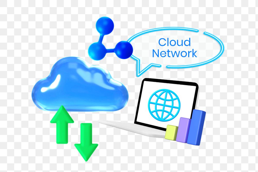 Cloud network png element, editable collage remix design