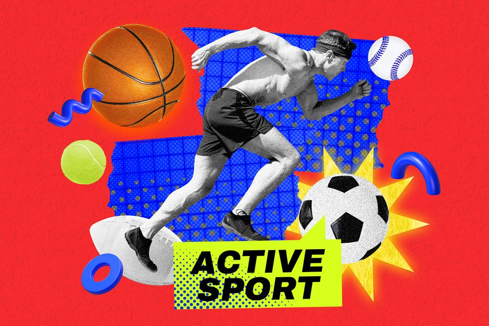 Active sport collage remix, editable design