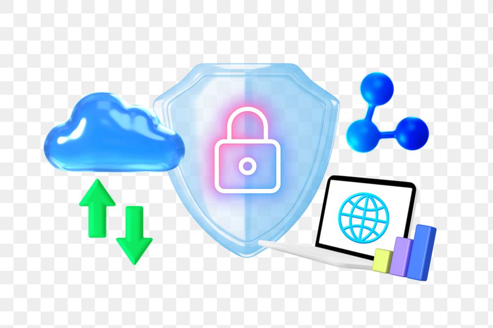 Cybersecurity png element, editable collage remix design