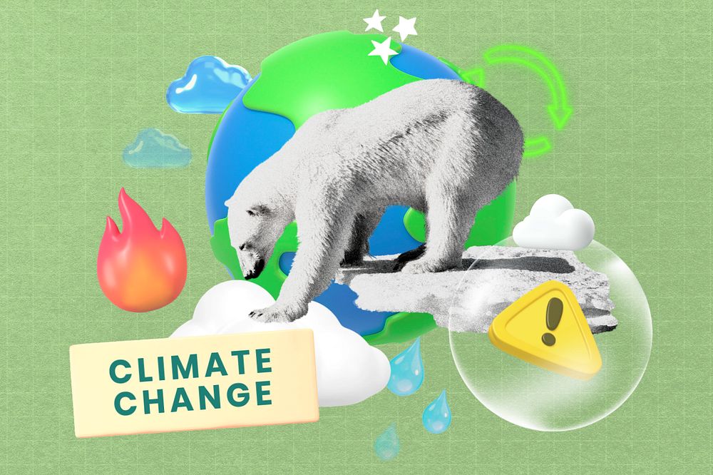 Climate change, editable sustainability word, 3D remix