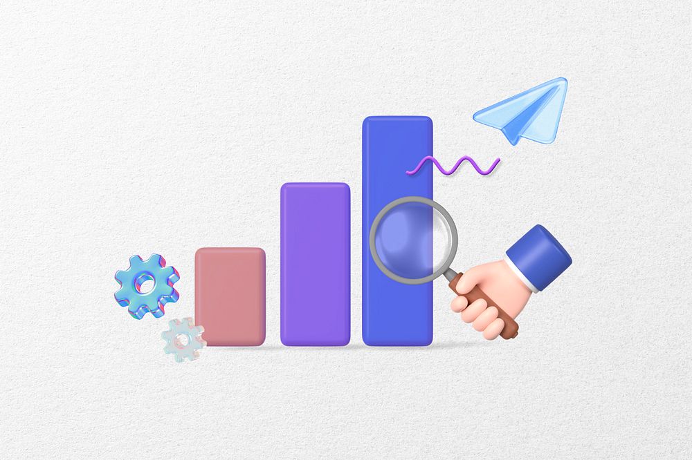 3D bar charts, business analysis remix