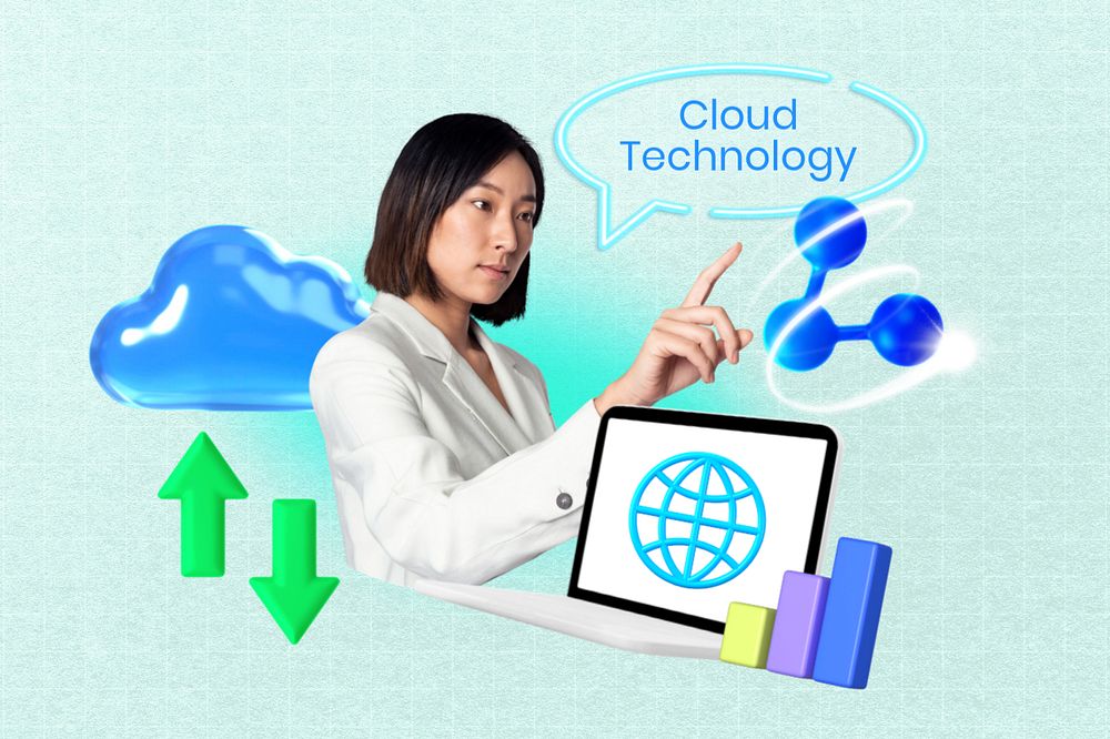 Cloud technology collage remix, editable design