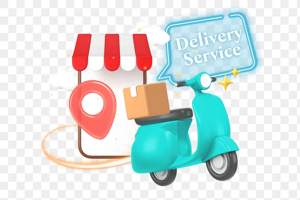 Delivery service, editable word, 3D remix