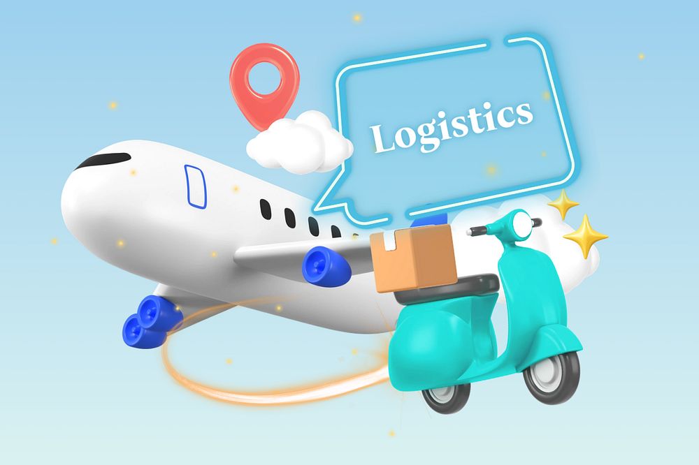 Logistics & cargo, editable word, 3D remix