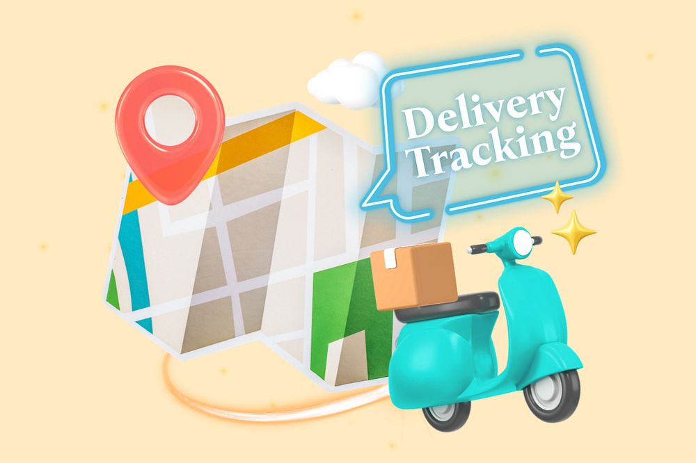 Delivery tracking, editable word, 3D remix