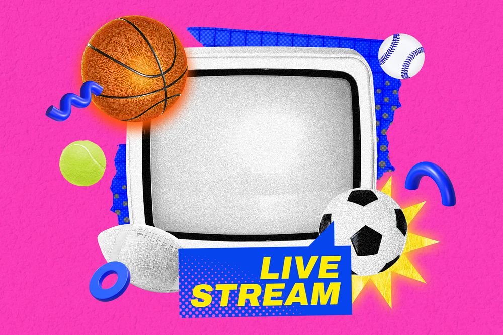 Sport live streaming collage remix, editable design