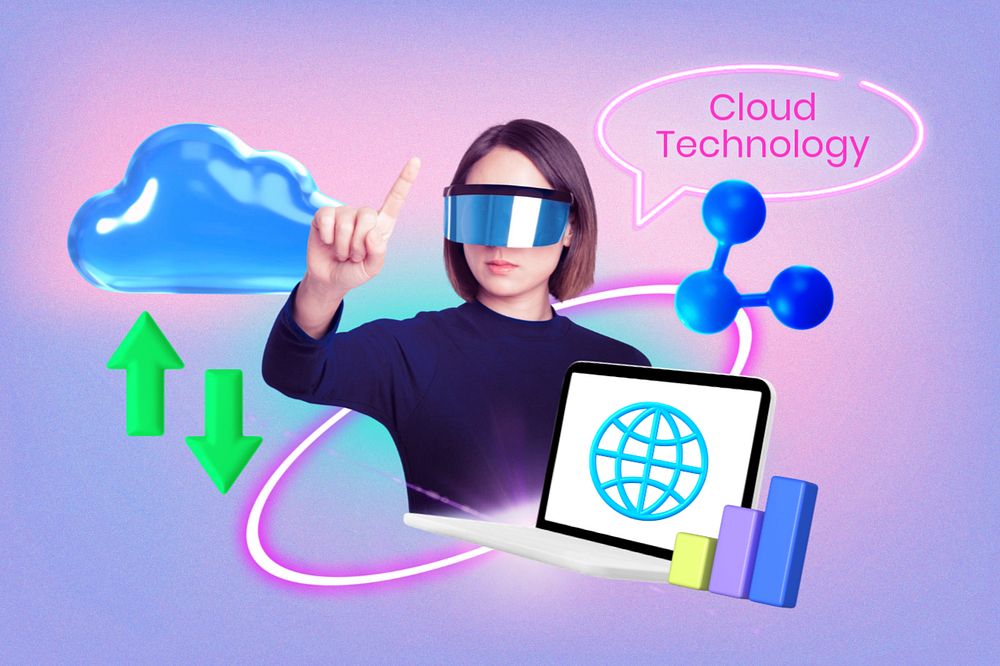 Cloud technology collage remix, editable design