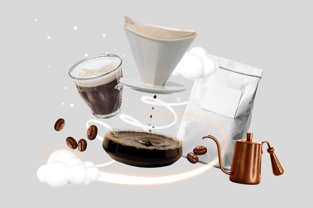 Morning coffee collage remix, editable design