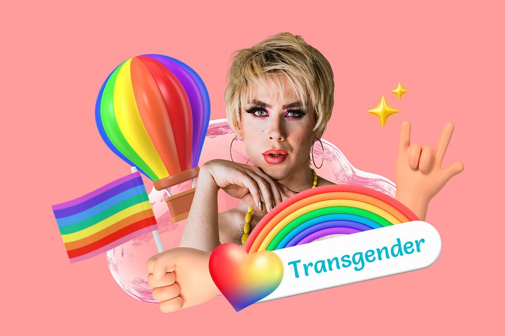 Transgender collage remix, editable design