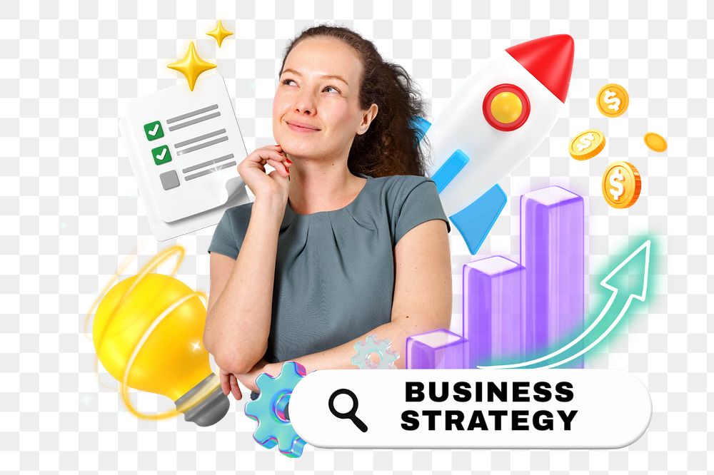 Startup business strategy, 3D remix with editable text