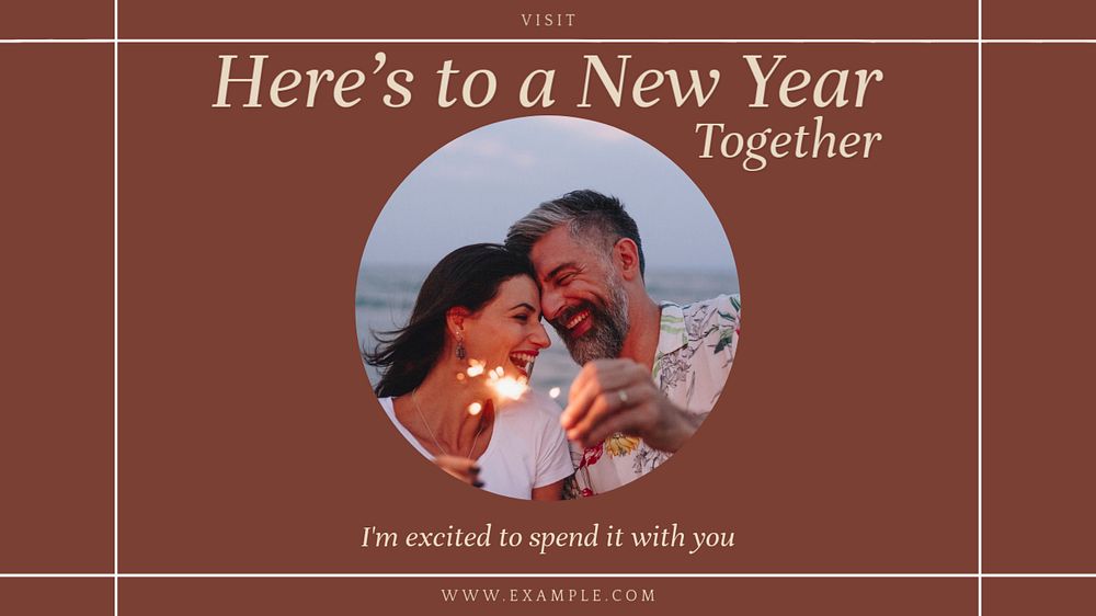 Happy New Year blog banner template, editable text & design