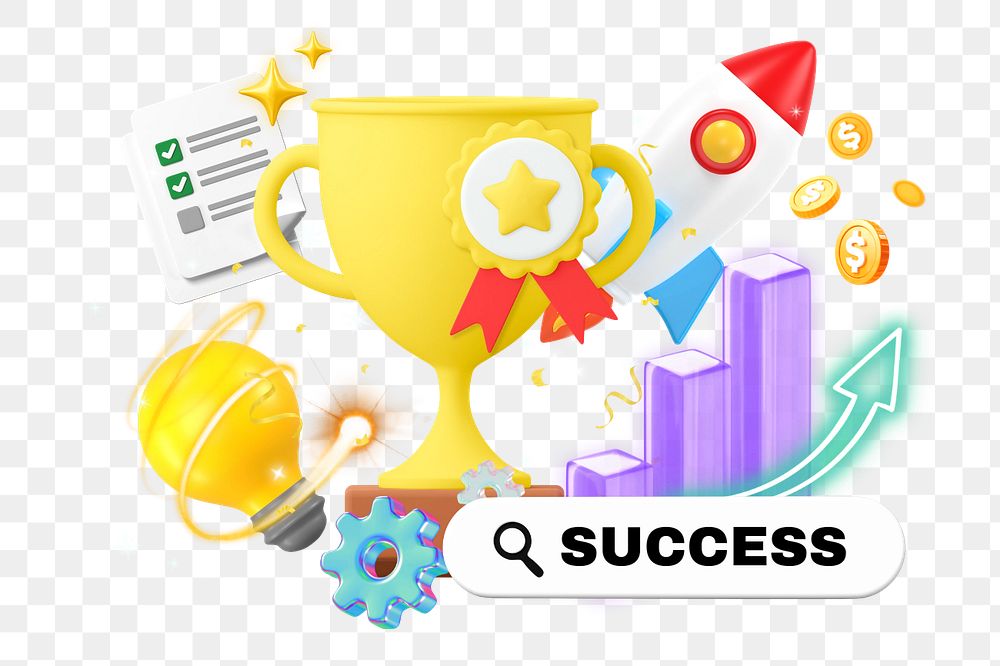 Business success, 3D remix with editable text