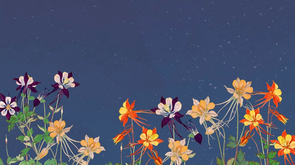 Flower illustration desktop wallpaper.  Remixed by rawpixel.