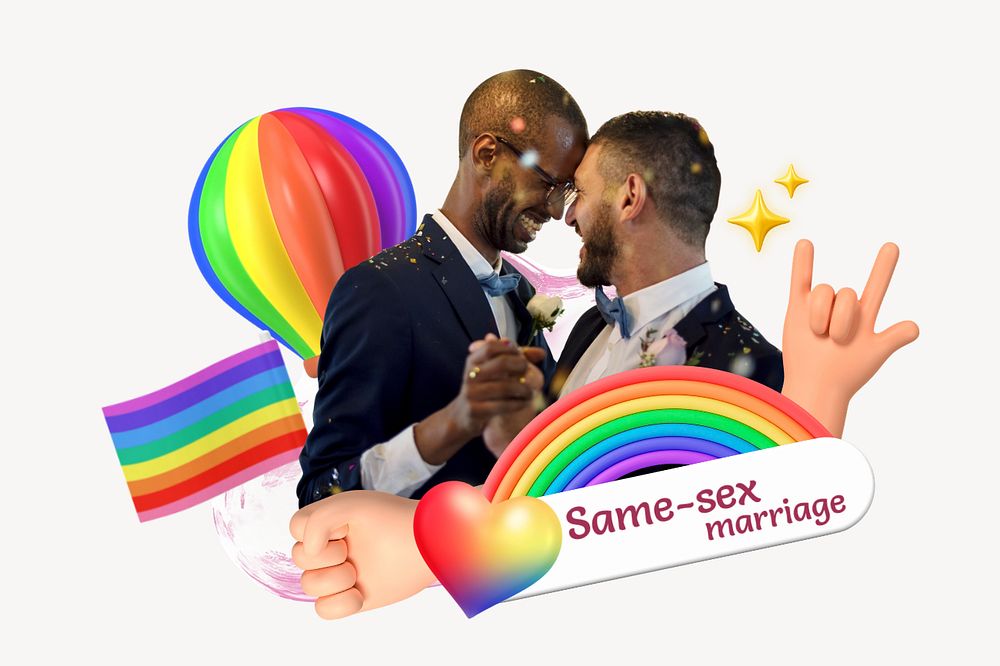 Same-sex marriage collage remix, editable design