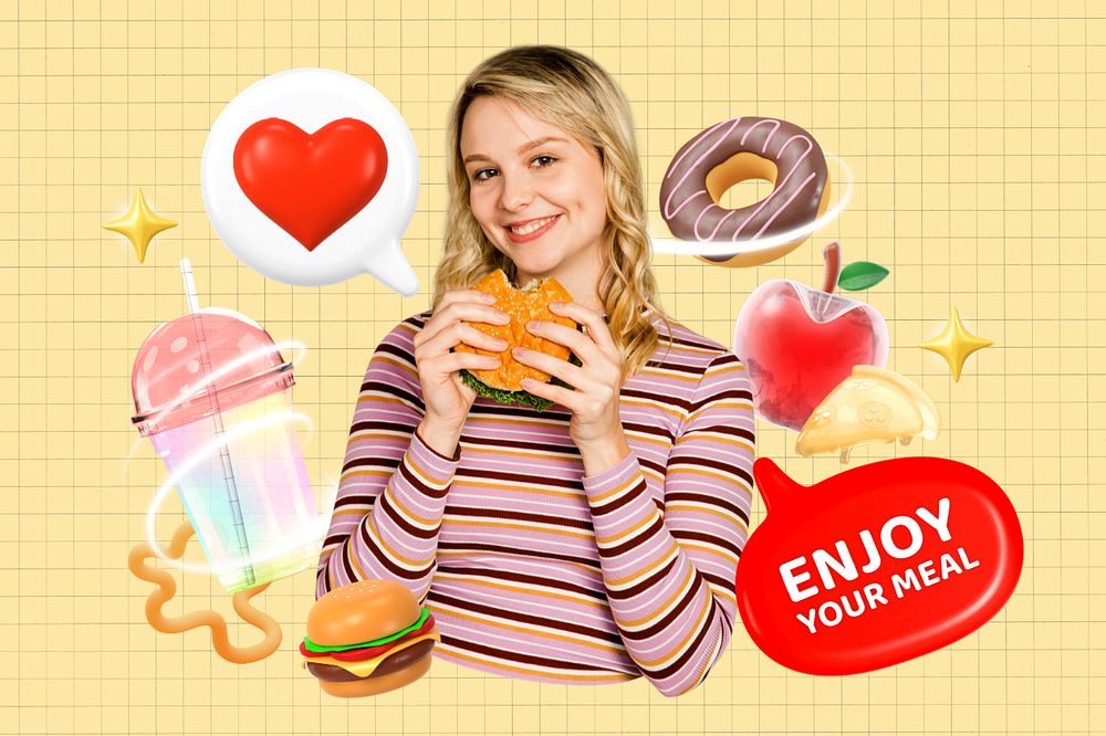 Enjoy your meal collage remix, editable design