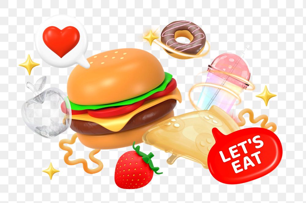 Let's eat png element, editable collage remix design