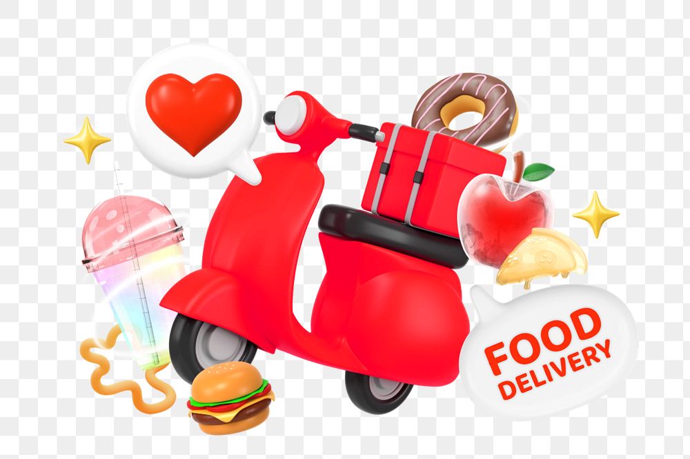 Food delivery png element, editable collage remix design